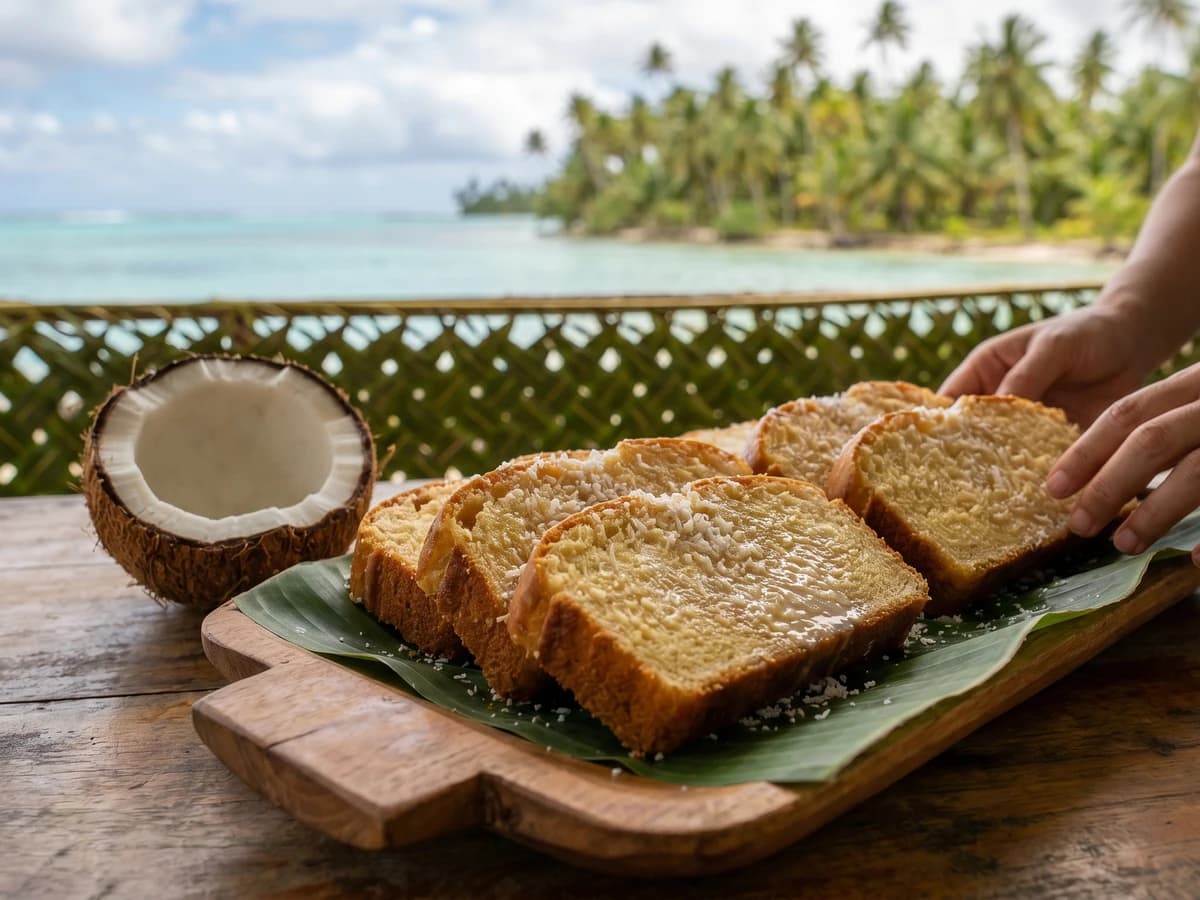Pain Coco, Faraoa Haʻari (Tahitian Coconut Bread) - Chef Makoa