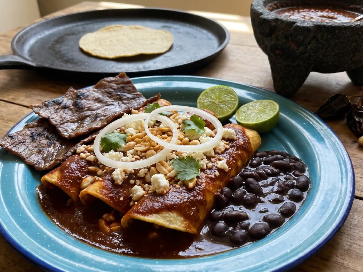 Enchiladas Huastecas con Cecina
