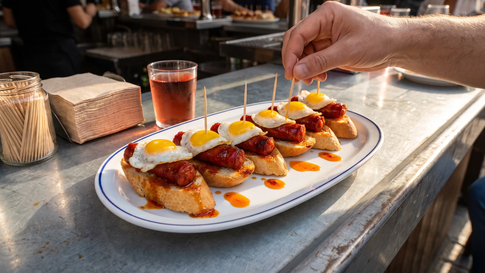 Txistorra con Huevo de Codorniz