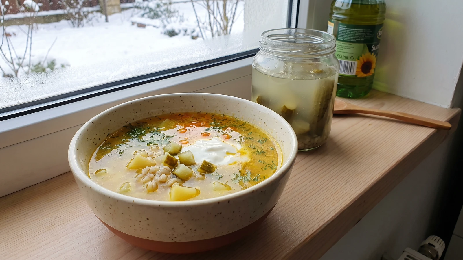 Rozsolnyk (розсольник, pickle-brine soup)