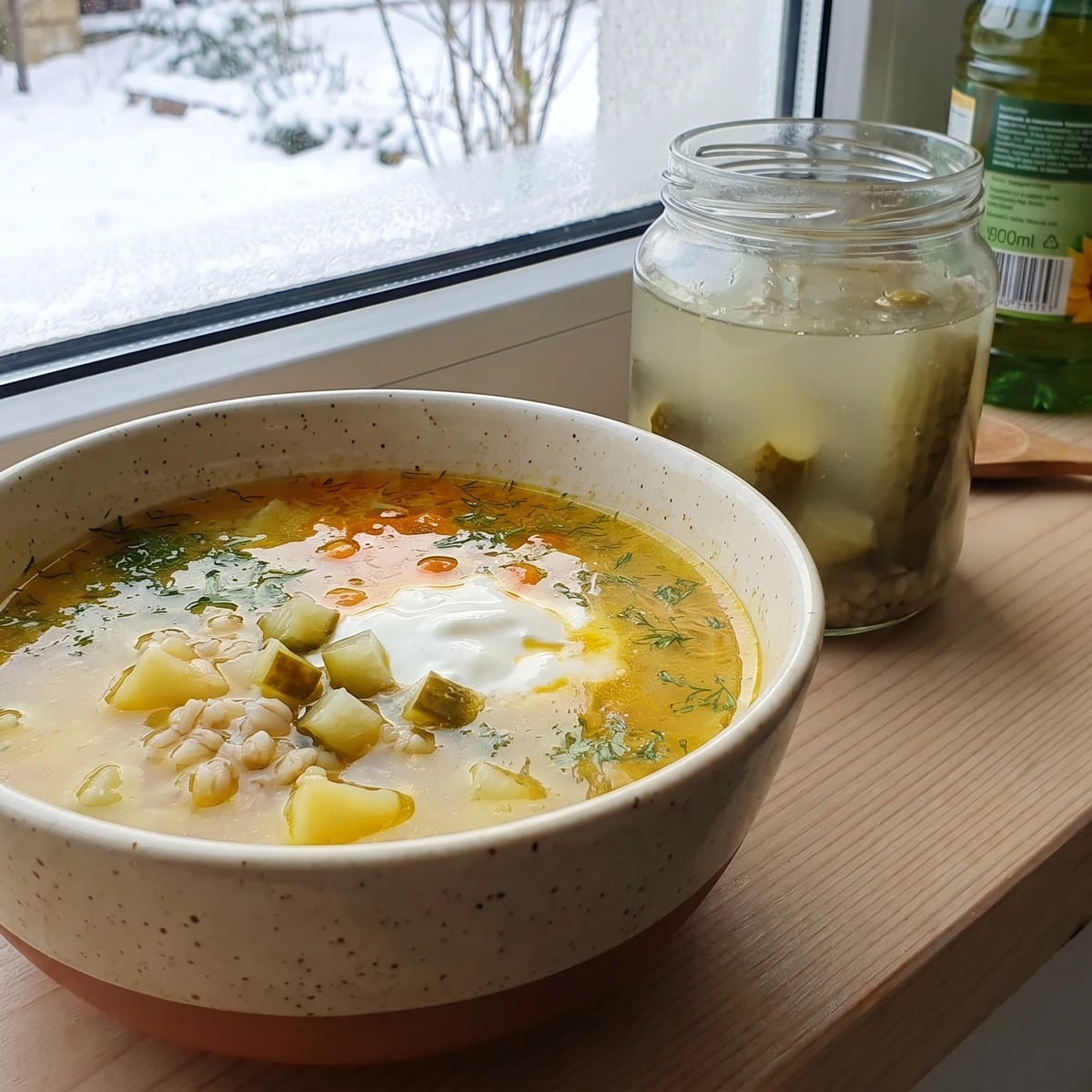Rozsolnyk (розсольник, pickle-brine soup)