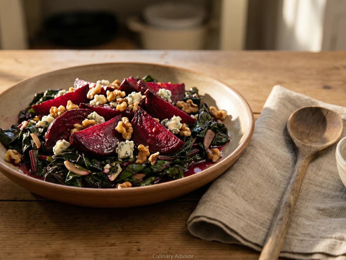Roasted Beets with Their Greens and Walnuts - Chef Ally