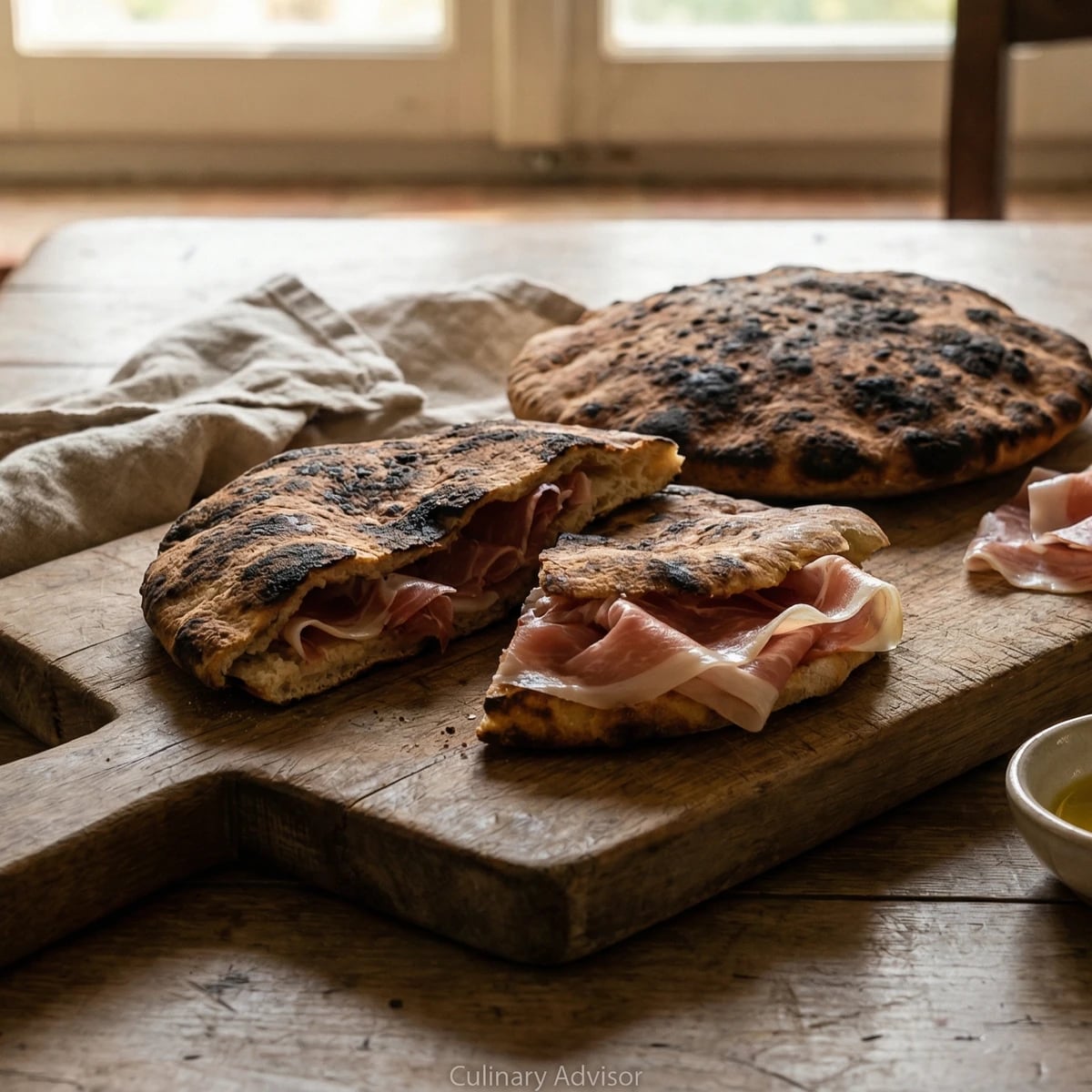 Torta al Testo con Prosciutto