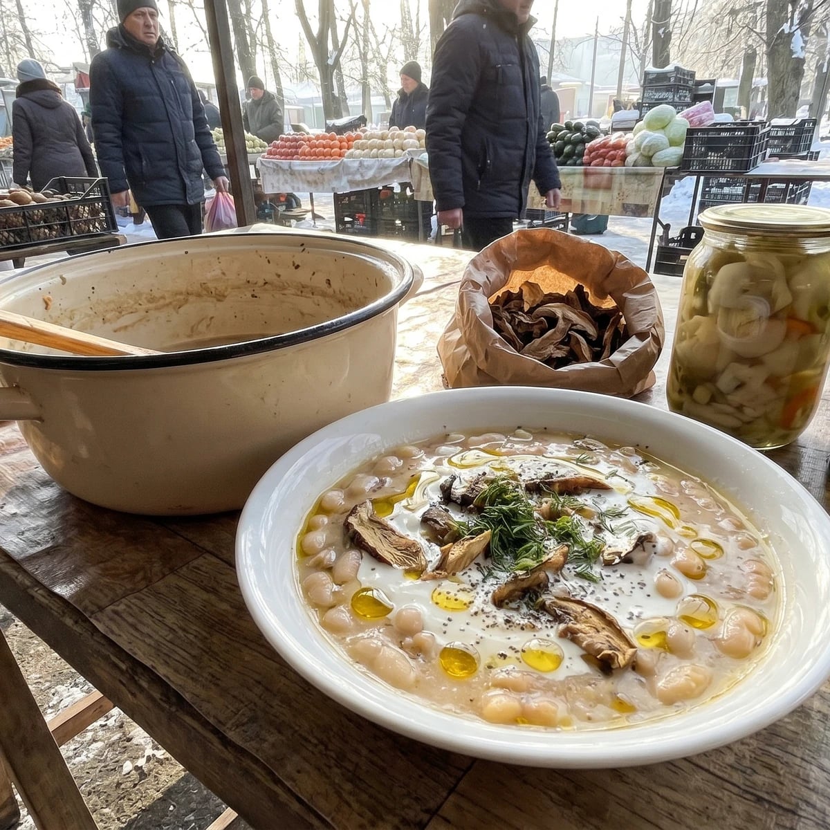 Kvasolia z Hrybamy (квасоля з грибами, beans with mushrooms)