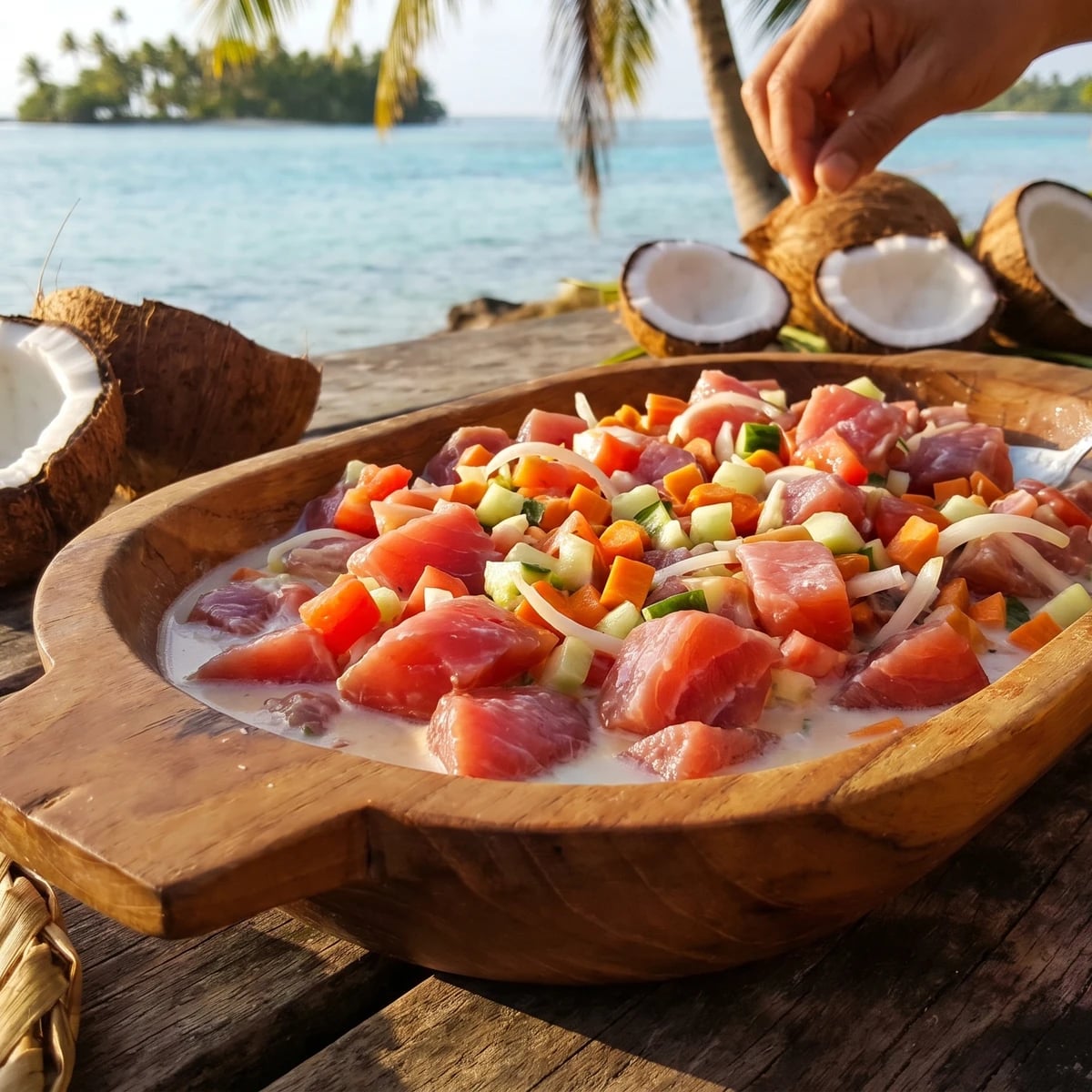 Poisson Cru (Tahitian ʻIa Ota, Raw Fish in Coconut and Lime)