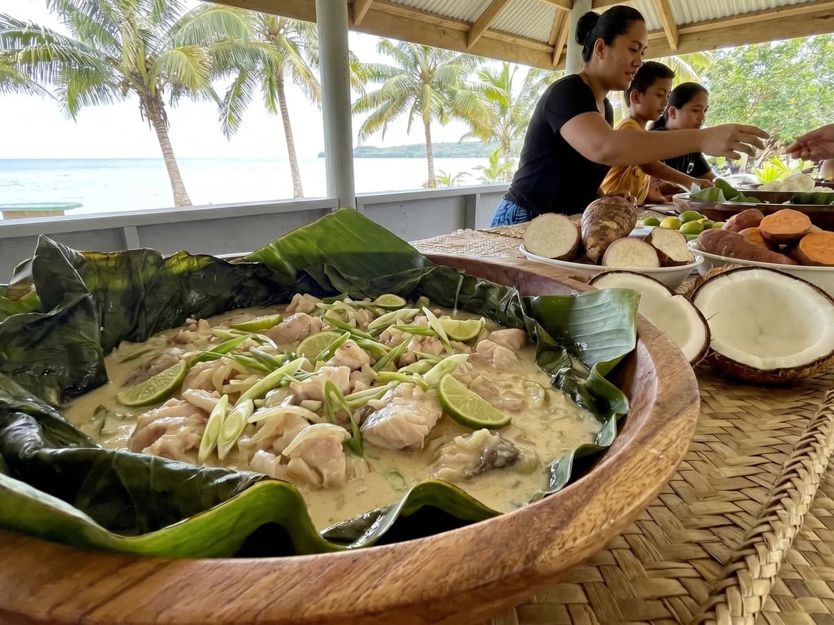 Ika Lolo (Tongan Fish Baked in Taro Leaves and Coconut Cream) - Chef Makoa