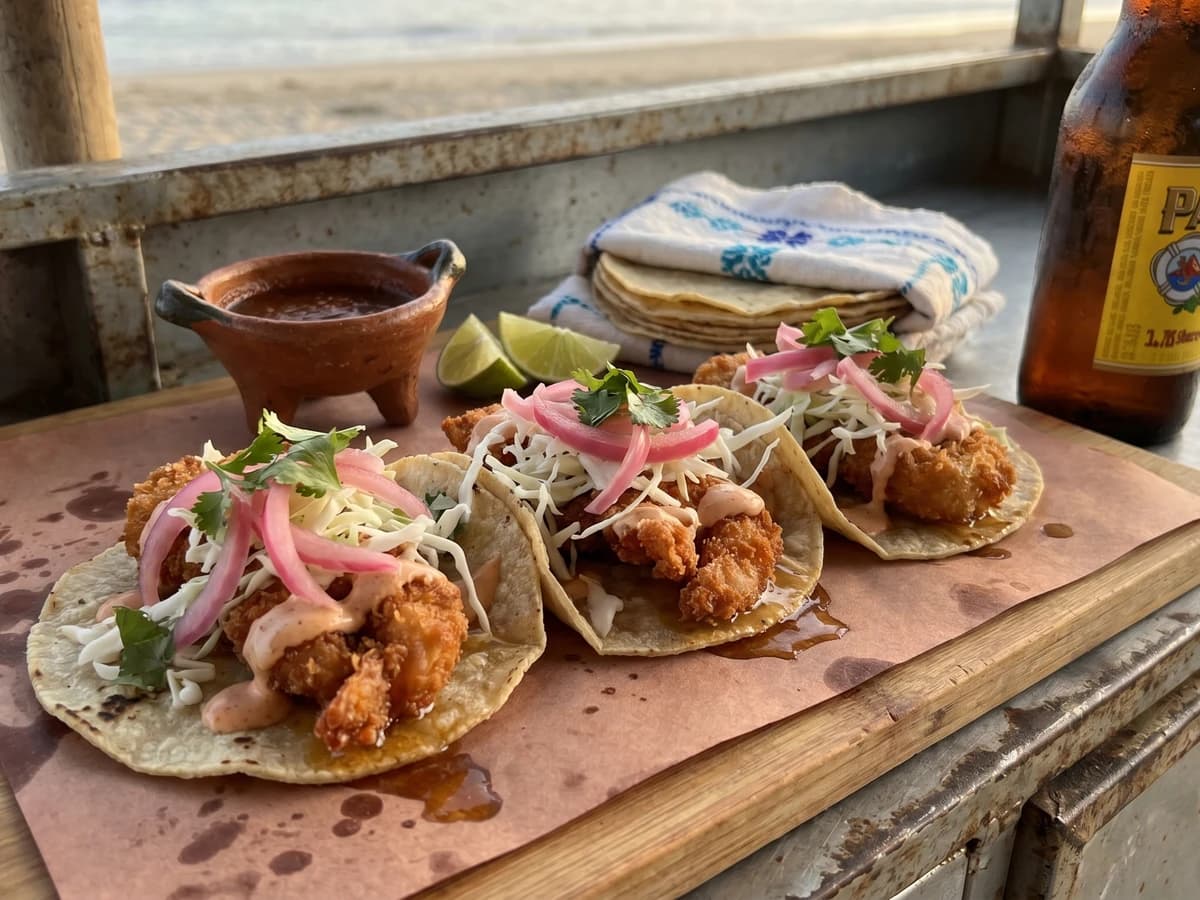 Tacos de Camarón Empanizado al Estilo Tijuana
