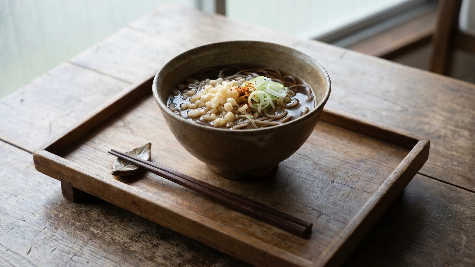 Tanuki Soba (たぬきそば, soba with tempura crumbs)