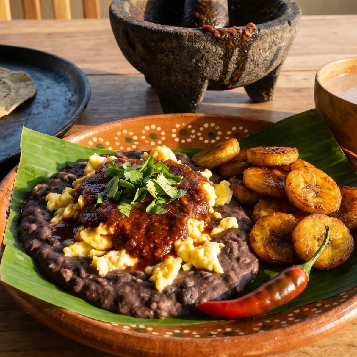 Huevos a la Tabasqueña con Plátano Macho