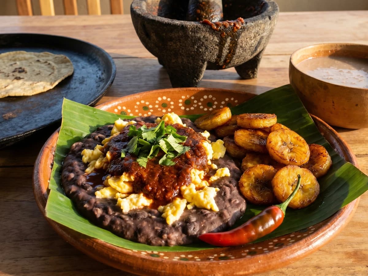 Huevos a la Tabasqueña con Plátano Macho