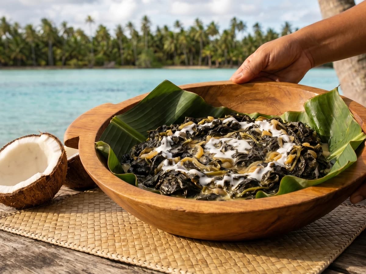 Fāfā (Tahitian Taro Leaves in Coconut Cream) - Chef Makoa