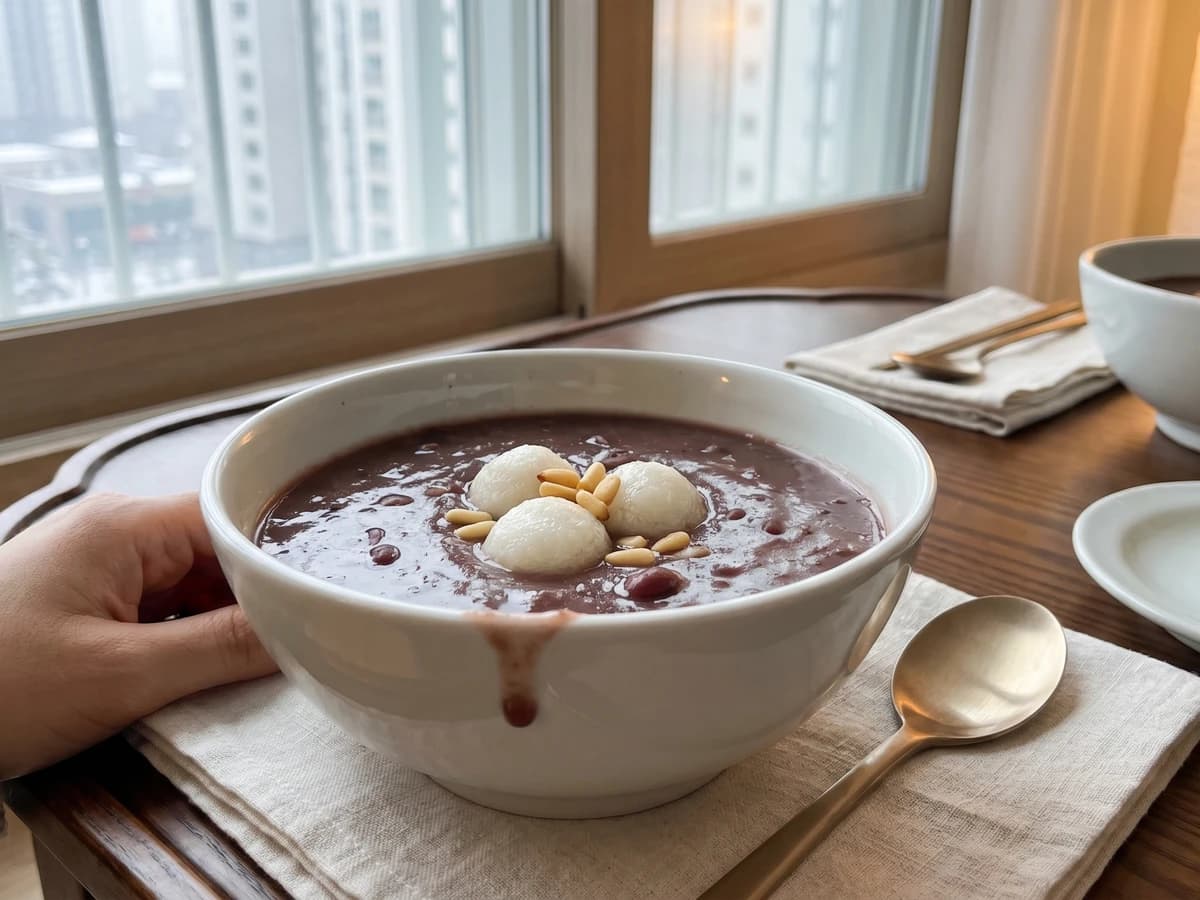 Danpat-juk (Sweetened Red Bean Porridge)
