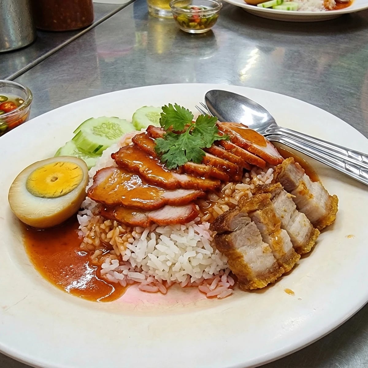 Red BBQ Pork on Rice (Khao Moo Daeng)