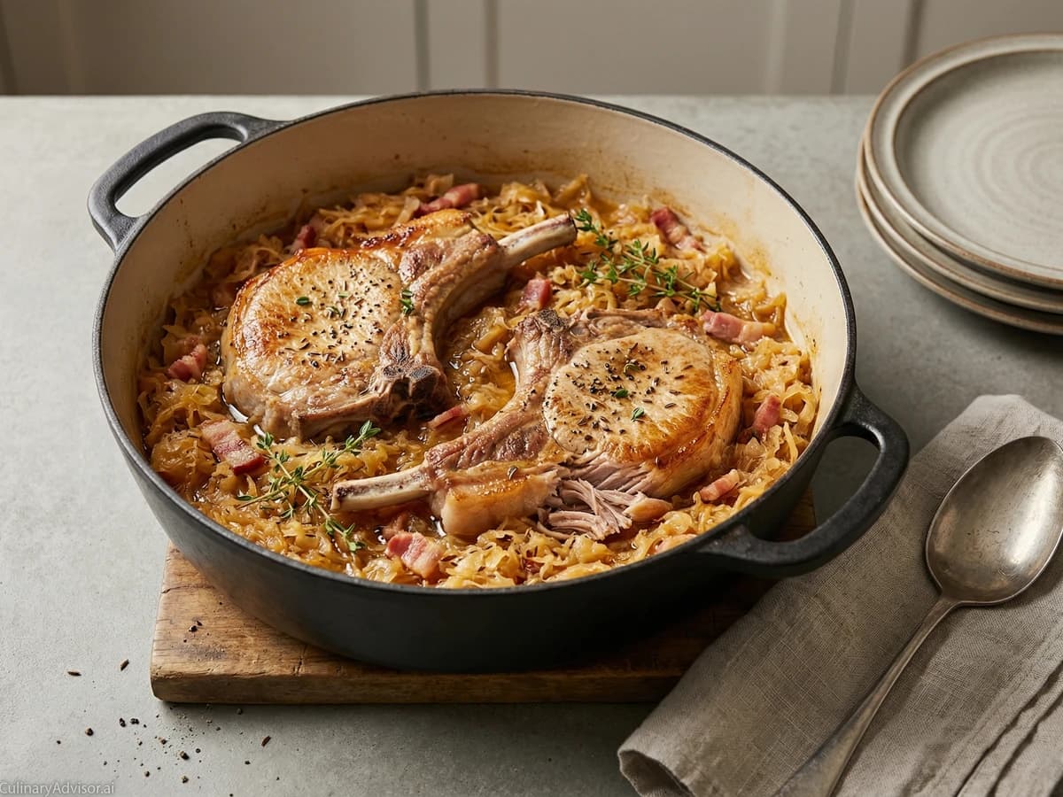 Pork Chops and Sauerkraut - Chef Dean