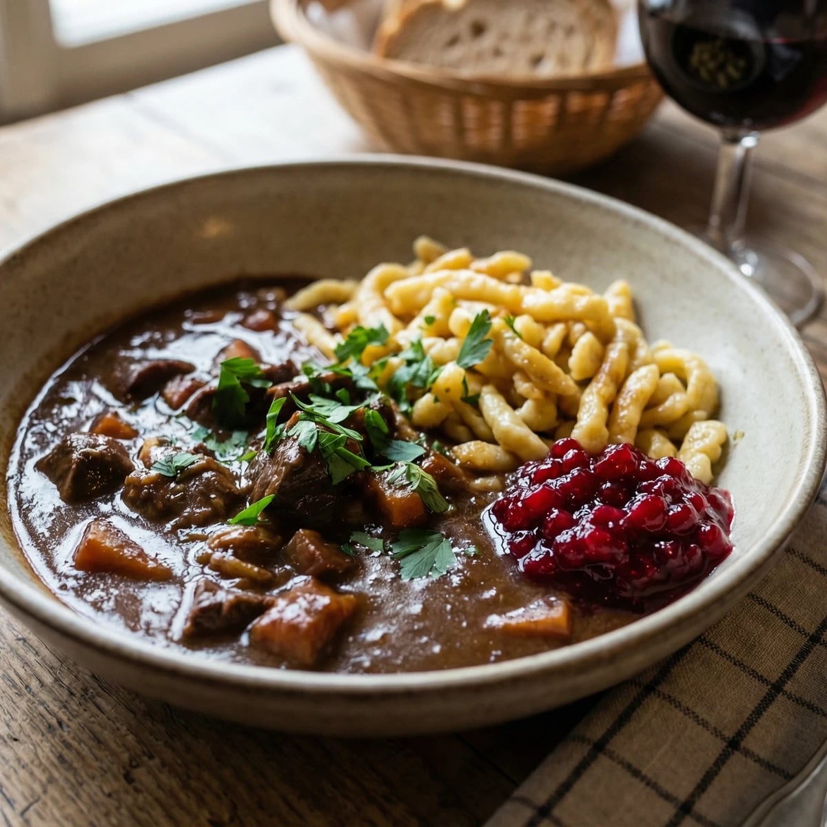 Rehragout mit Preiselbeeren