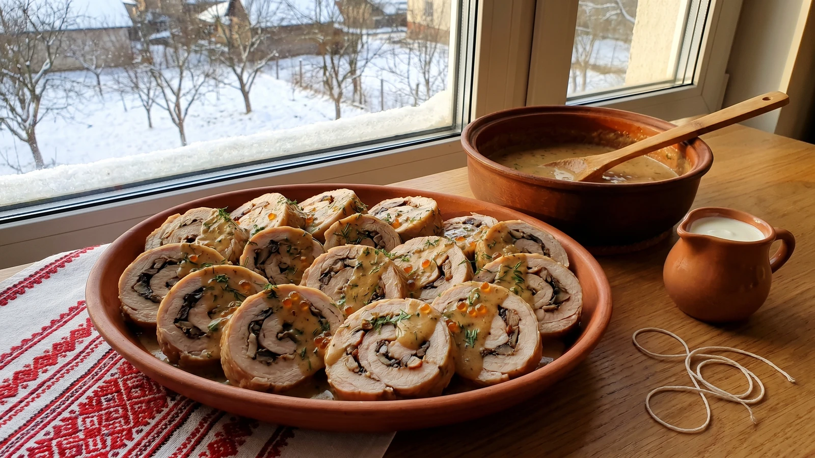 Zavyvantsi (завиванці, Transcarpathian Stuffed Veal Rolls)
