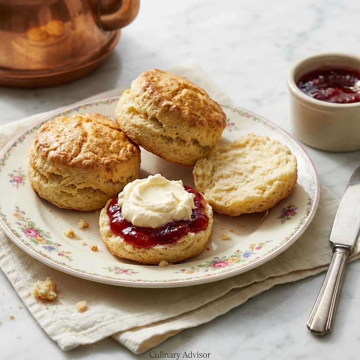 Cream Scones with Strawberry Jam