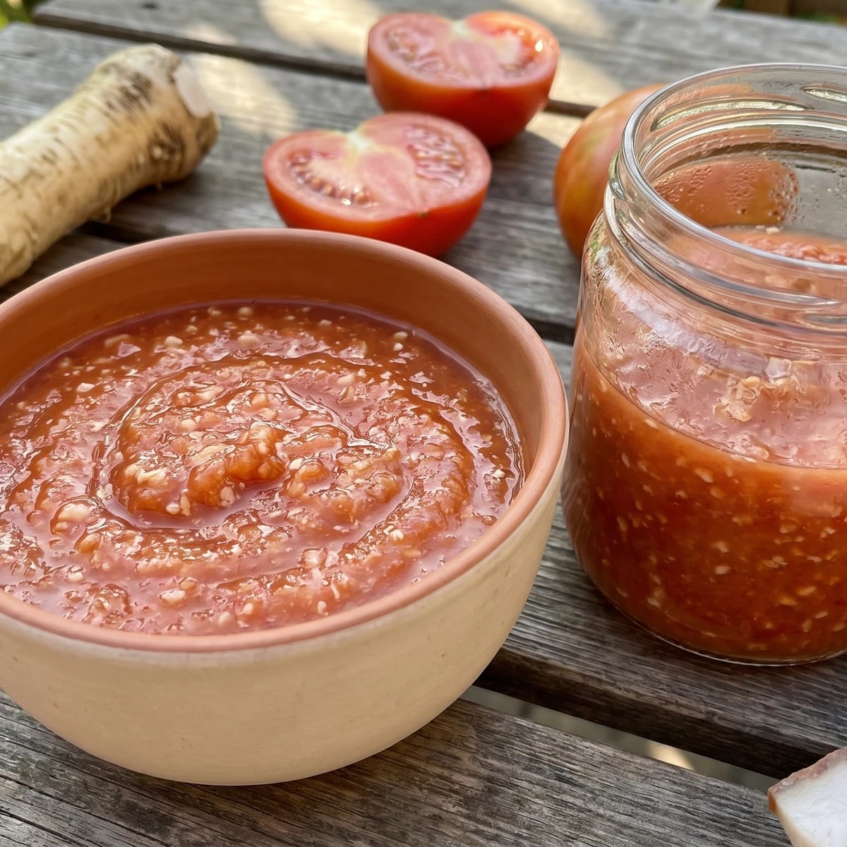 Khrinovina (хріновина, raw horseradish-tomato relish)