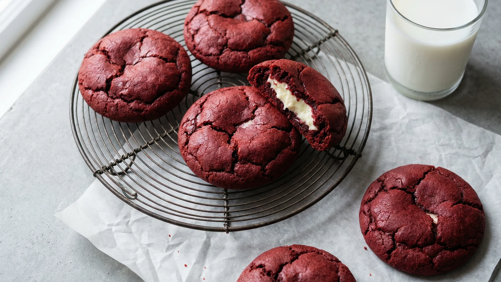 Red Velvet Cookies with Cream Cheese Centers