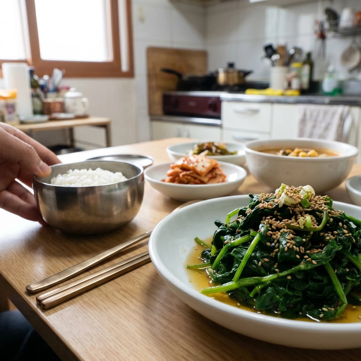 Sigeumchi-namul (Seasoned Spinach)