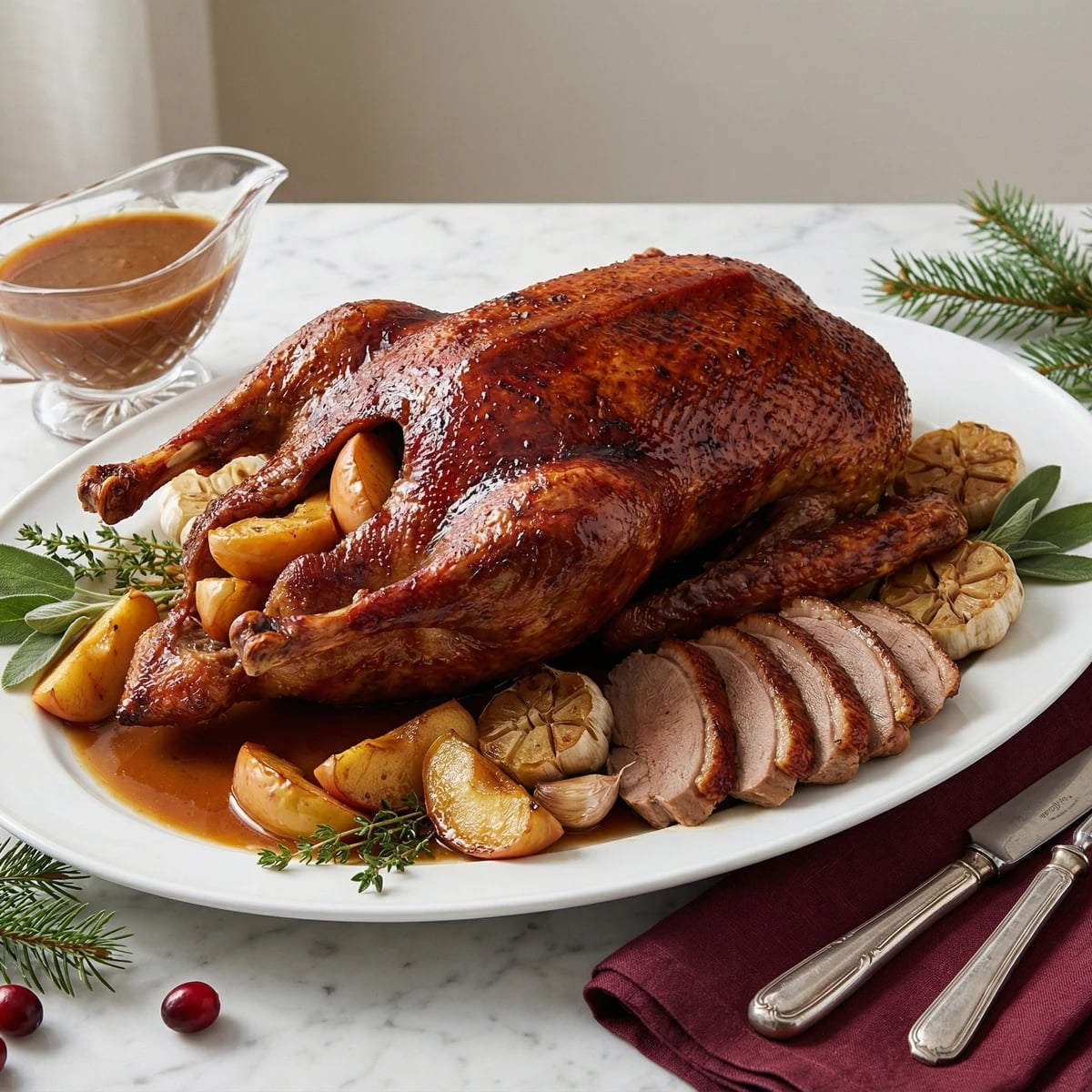 Roast Goose with Apple Stuffing