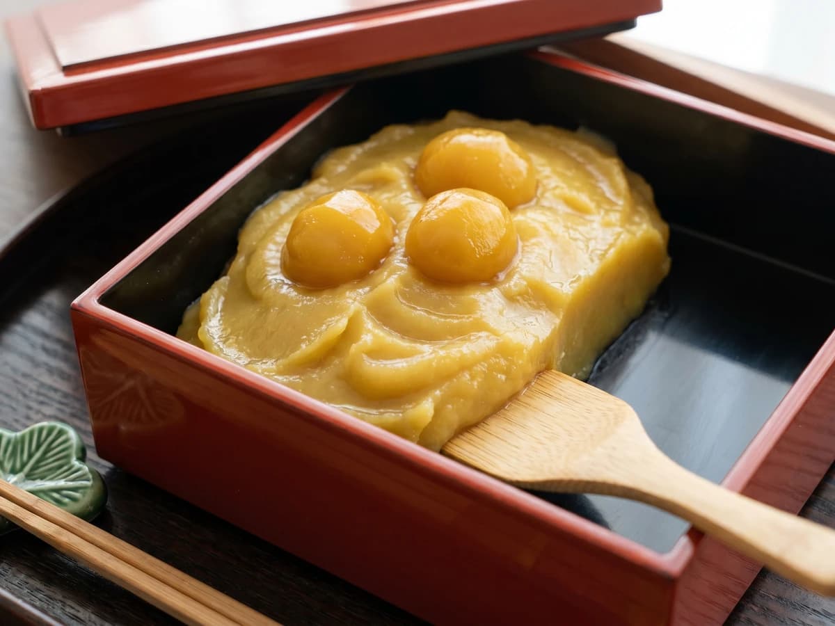 Osechi Kuri Kinton (栗金団, candied chestnut and sweet potato mash) - Chef Takumi
