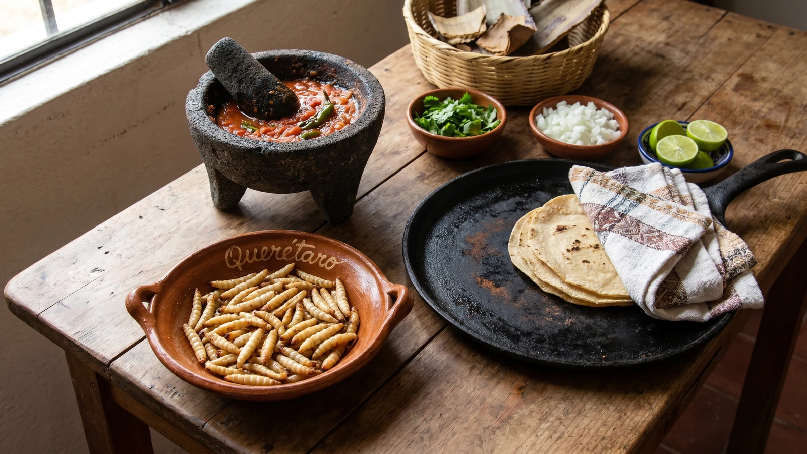Gusanos Blancos de Maguey al Comal
