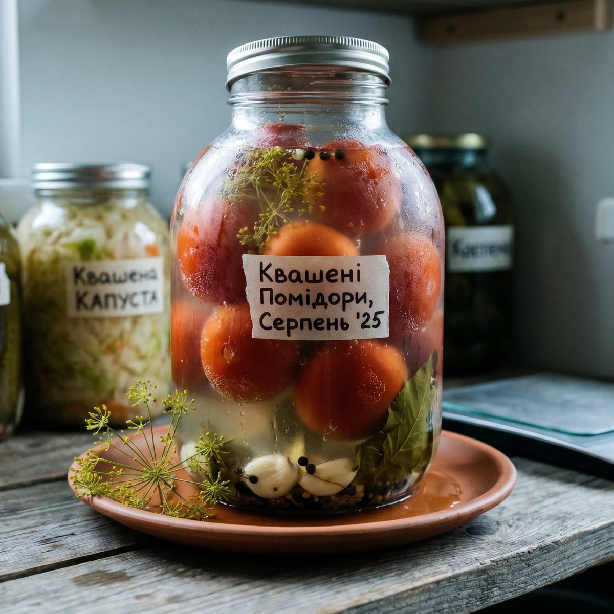 Kvasheni Pomidory (квашені помідори, fermented tomatoes)