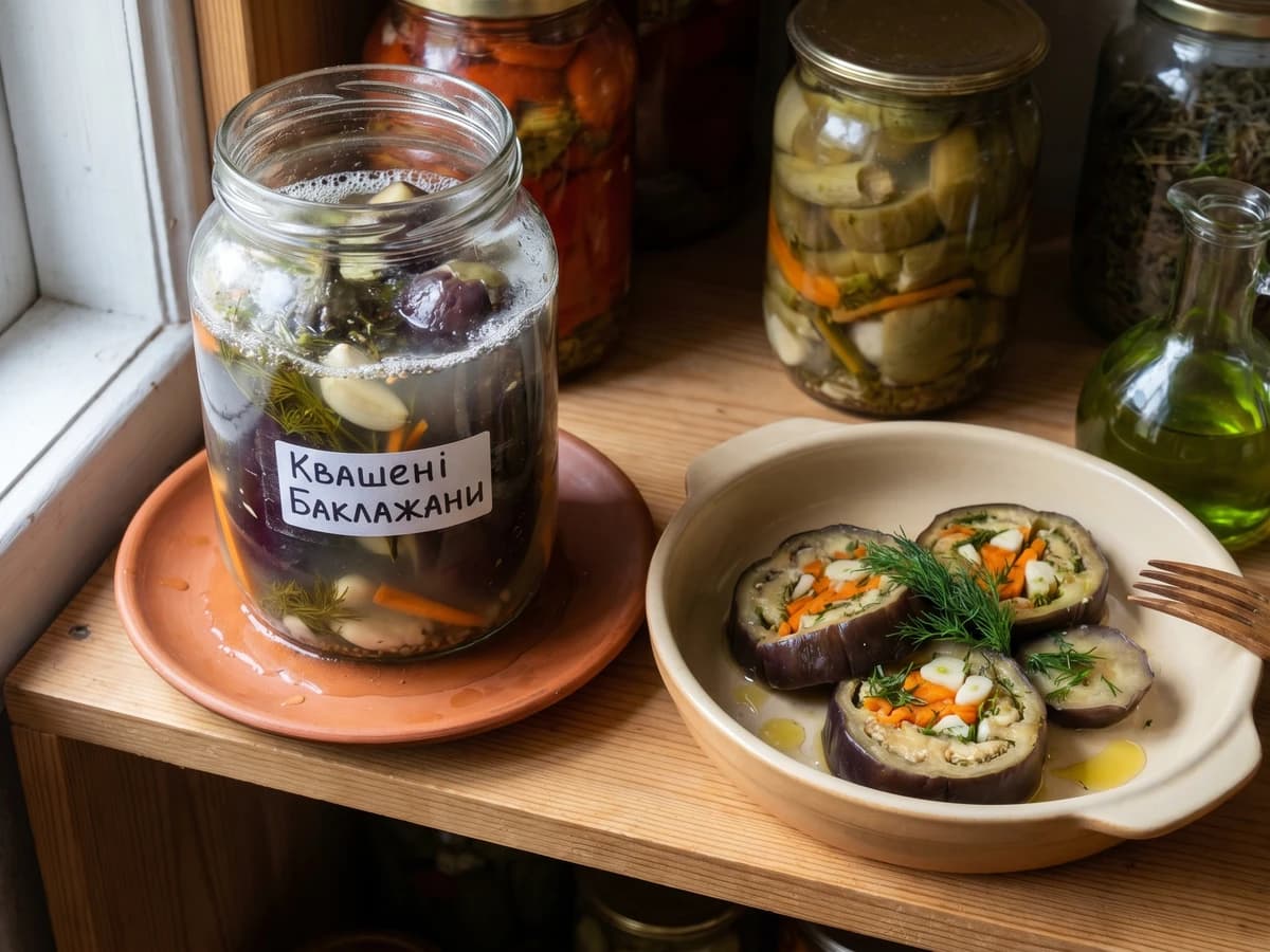 Kvasheni Baklazhany (квашені баклажани, stuffed aubergines) - Chef Lesia