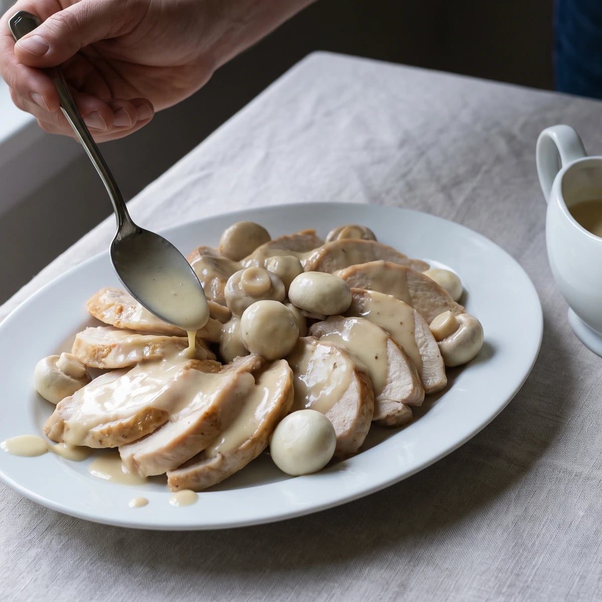 Suprêmes de Volaille aux Champignons, à Blanc