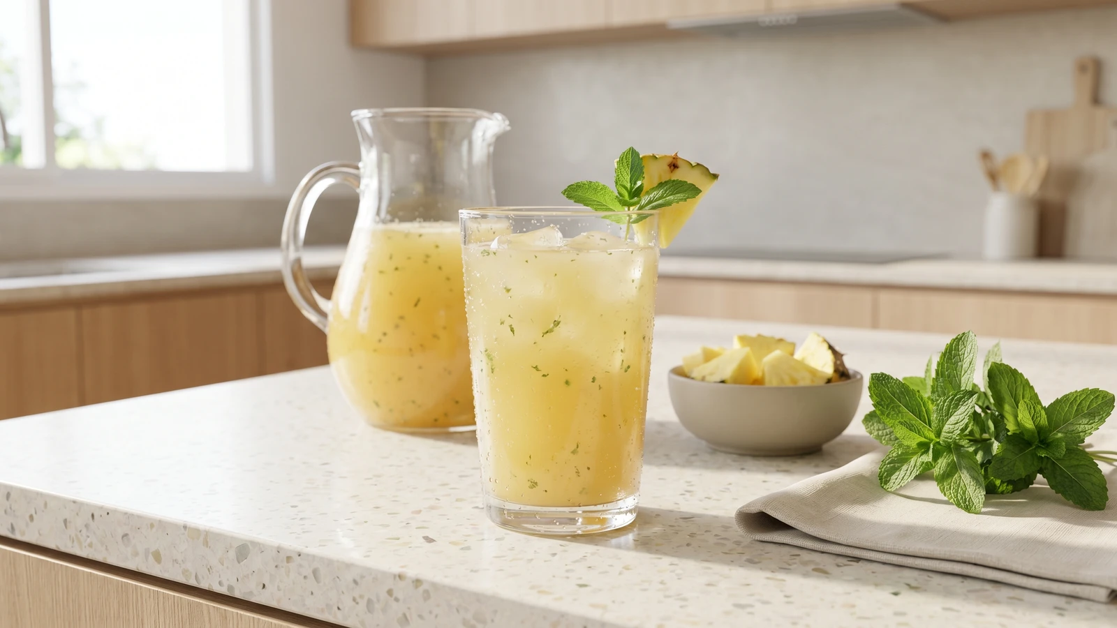 Suco de Abacaxi com Hortelã