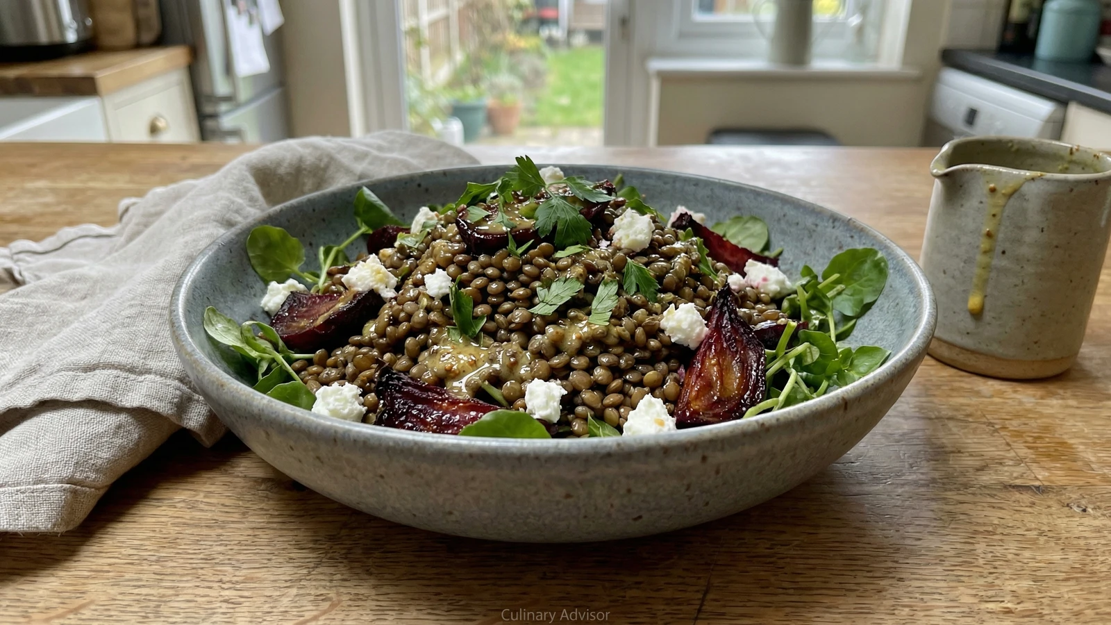 Warm Puy Lentil Salad with Roasted Beetroot and Mustard