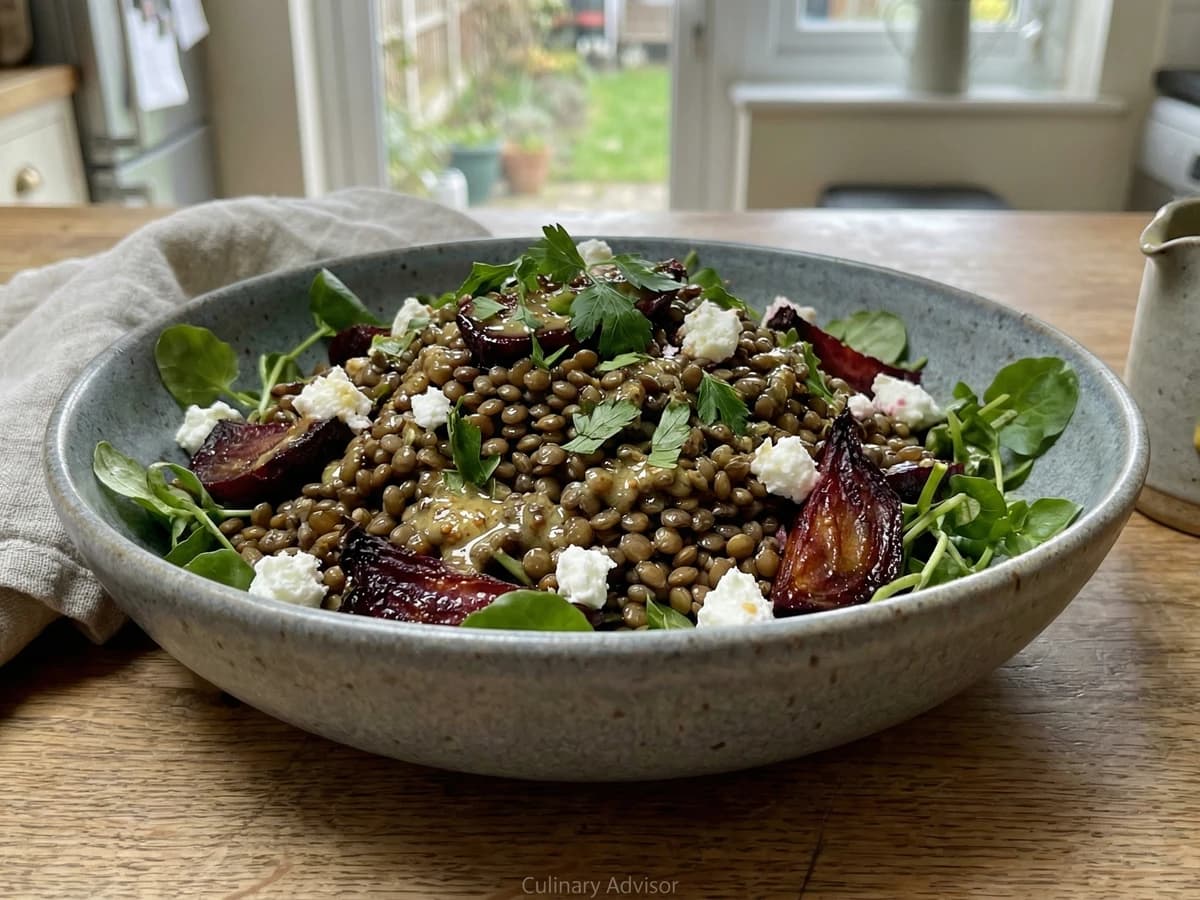 Warm Puy Lentil Salad with Roasted Beetroot and Mustard - Chef Thomas