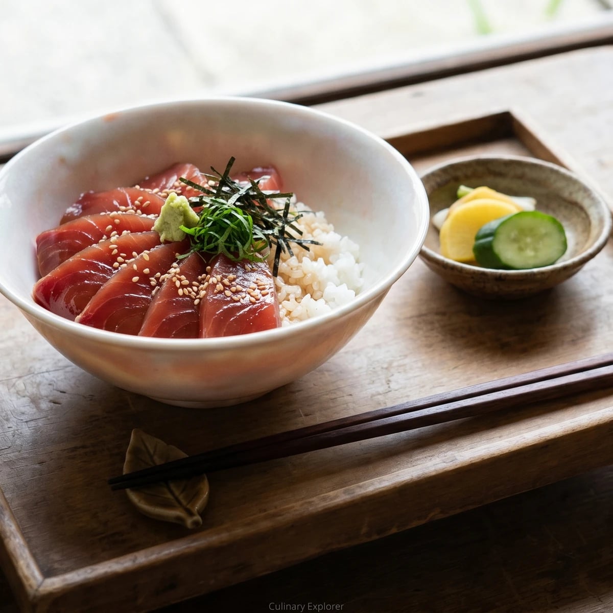 Zukedon (漬け丼, marinated sashimi rice bowl)