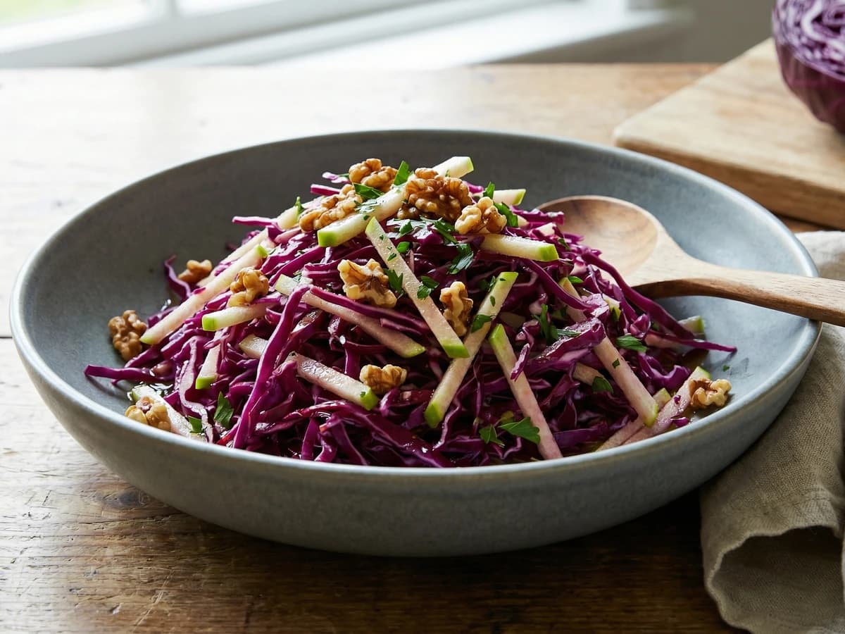 Red Cabbage and Apple Slaw with Walnuts - Chef Thomas