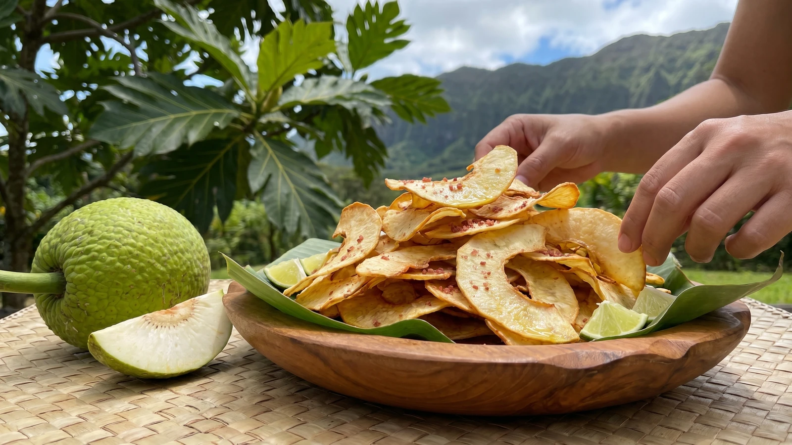 ʻUlu Chips (Hawaiian Oven-Baked Breadfruit Crisps)