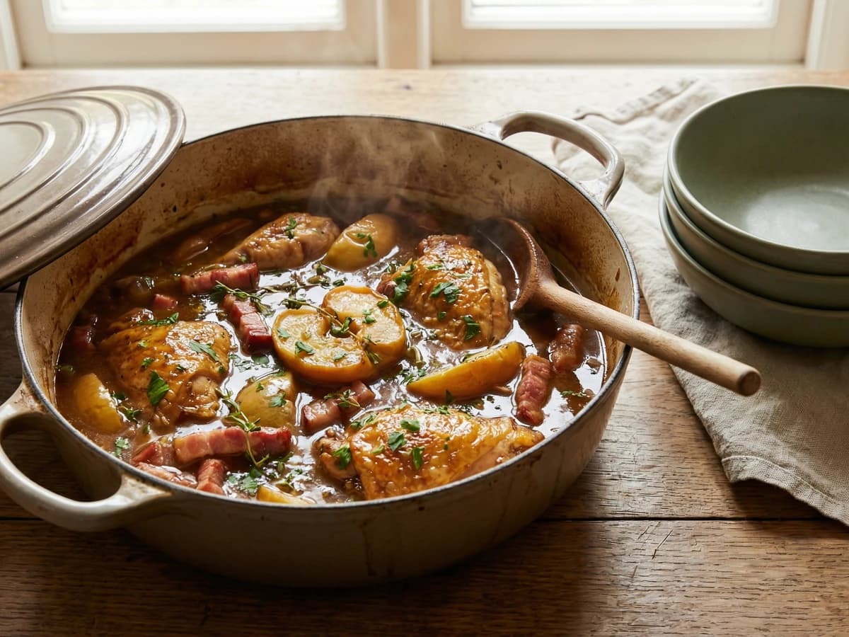 Pheasant Casserole with Bacon and Cider - Chef Thomas