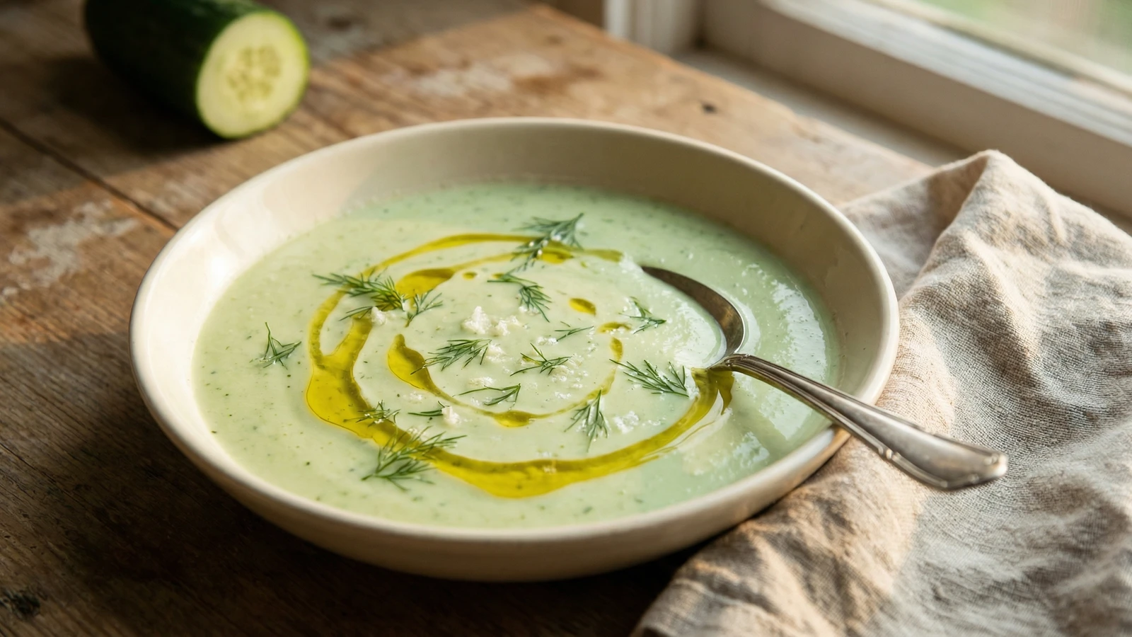 Chilled Cucumber Soup with Yogurt and Fresh Dill