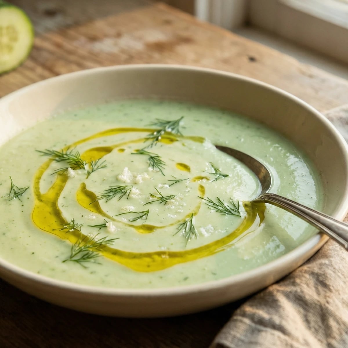 Chilled Cucumber Soup with Yogurt and Fresh Dill