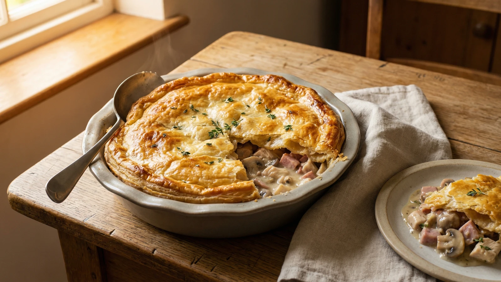 Chicken, Ham and Mushroom Pie