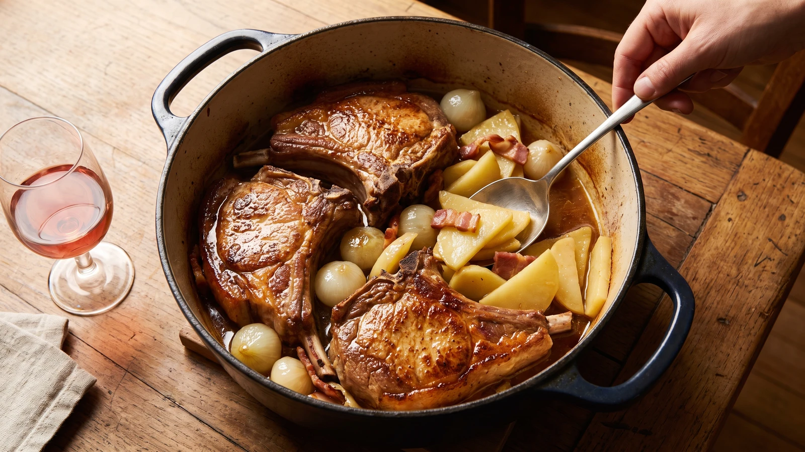 Côte de Veau en Cocotte à la Paysanne