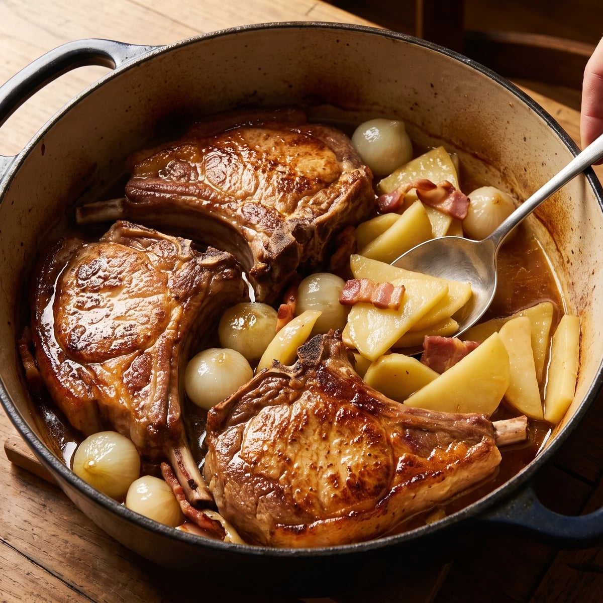 Côte de Veau en Cocotte à la Paysanne