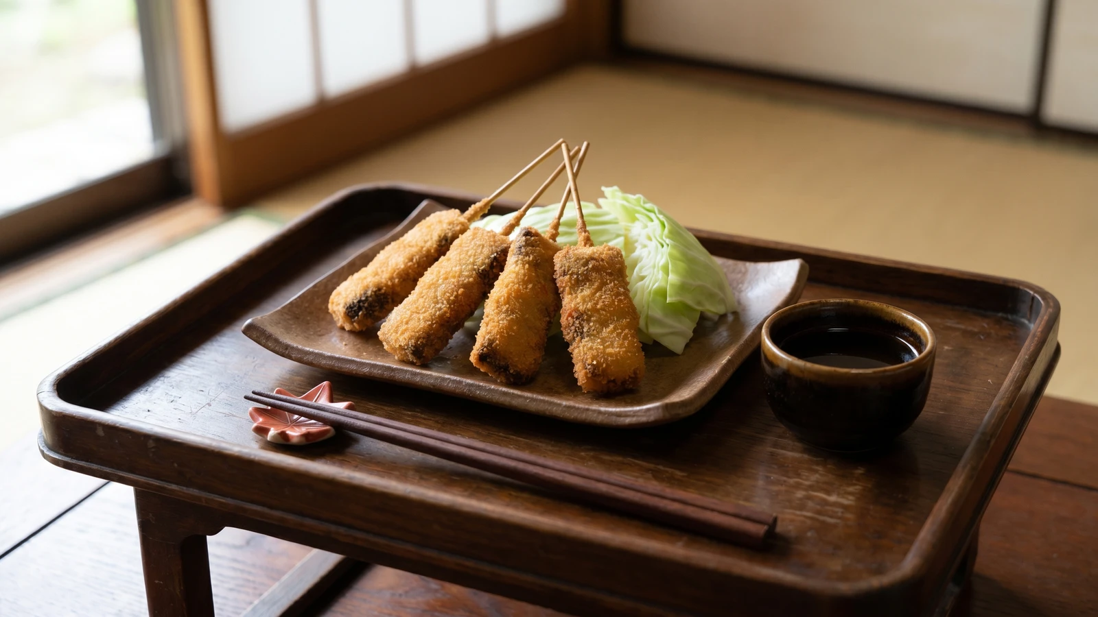 Beef Kushikatsu (牛串カツ, fried beef skewer)