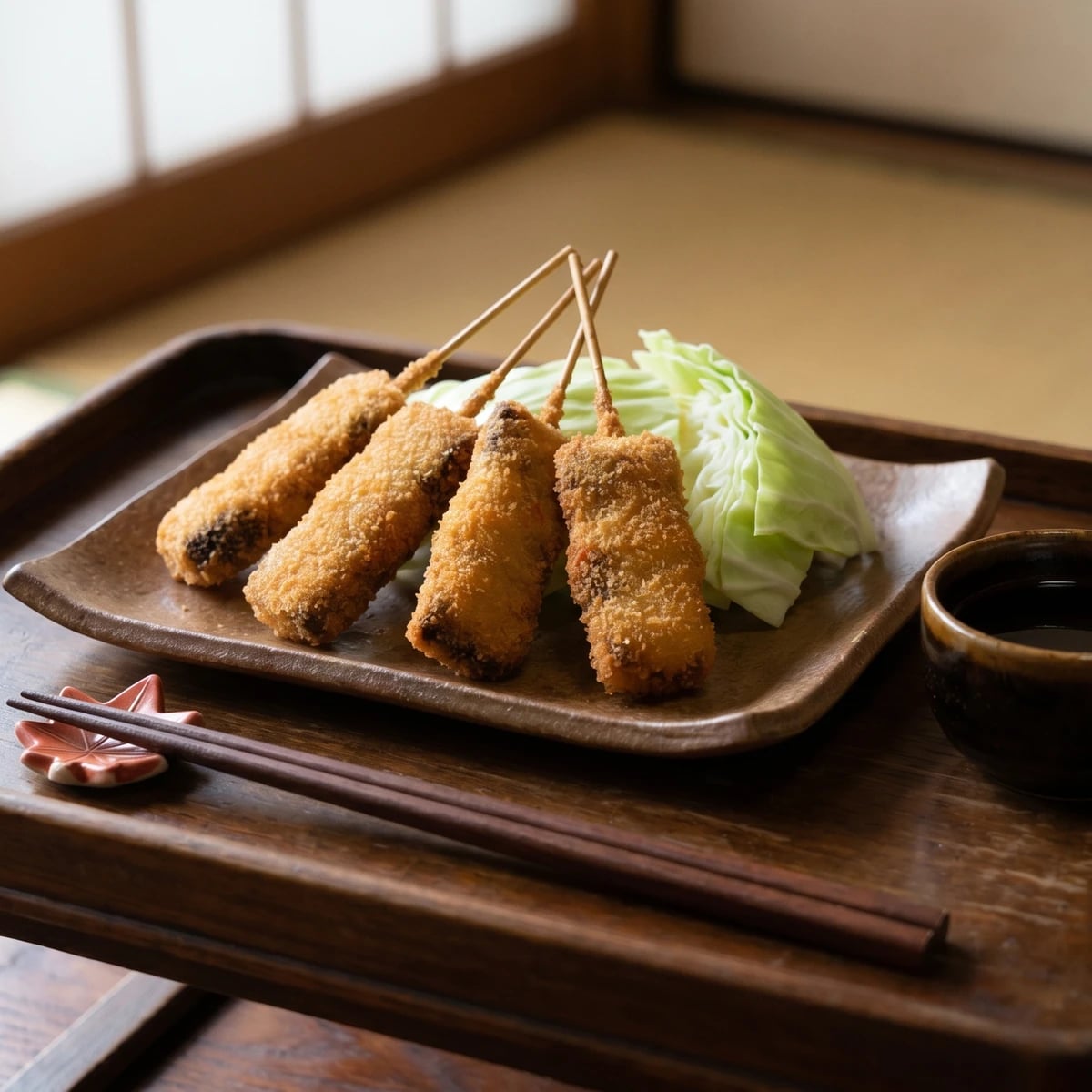 Beef Kushikatsu (牛串カツ, fried beef skewer)
