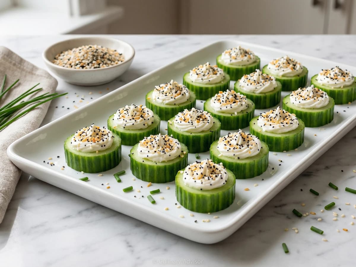 Cucumber Cups with Everything Cream Cheese - Chef Dean