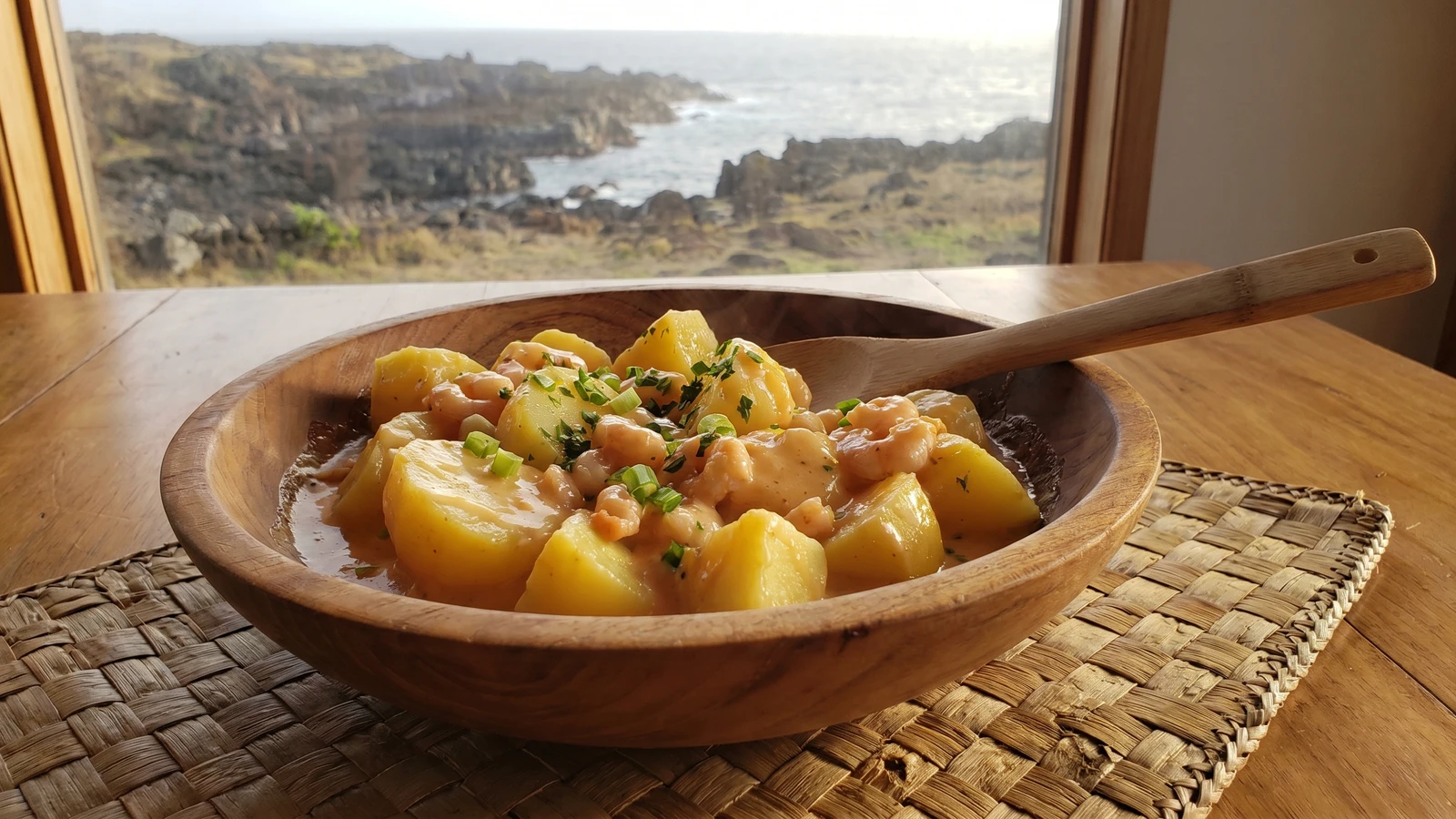 Papas con Salsa de Camarones (Rapa Nui Potatoes in Shrimp Sauce)
