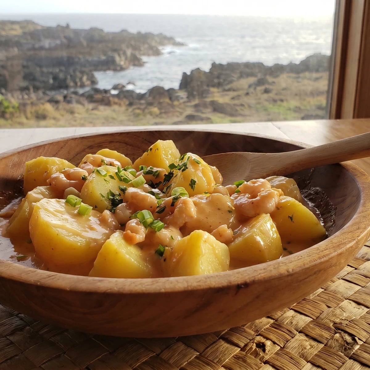 Papas con Salsa de Camarones (Rapa Nui Potatoes in Shrimp Sauce)