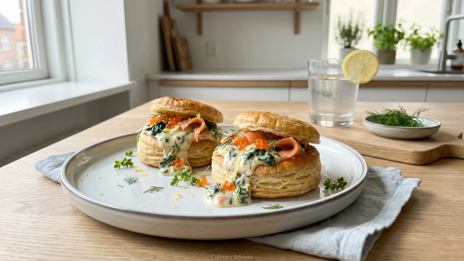 Tarteletter med Roget Laks og Spinat