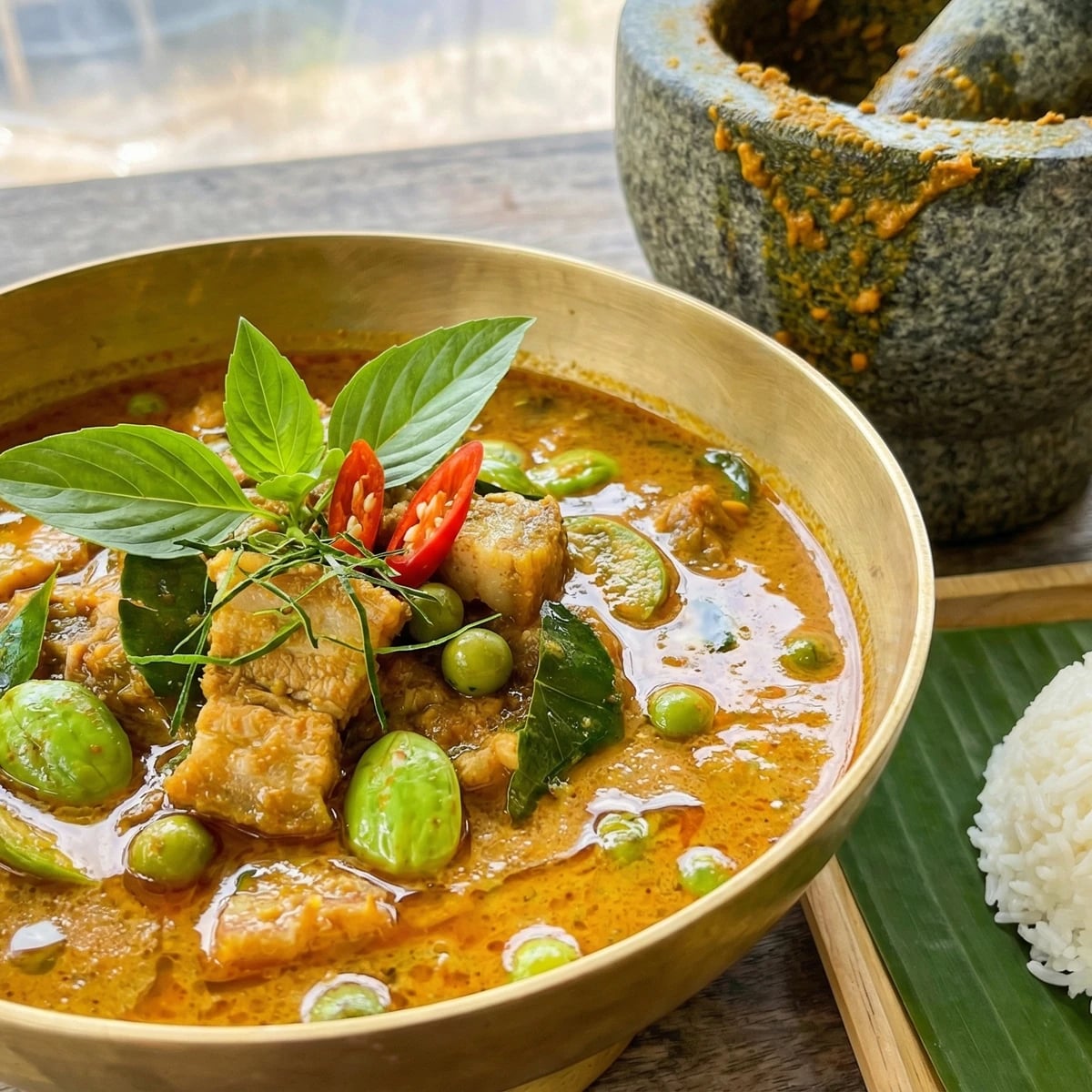 Southern Red Curry with Pork (Gaeng Phet Pak Tai)