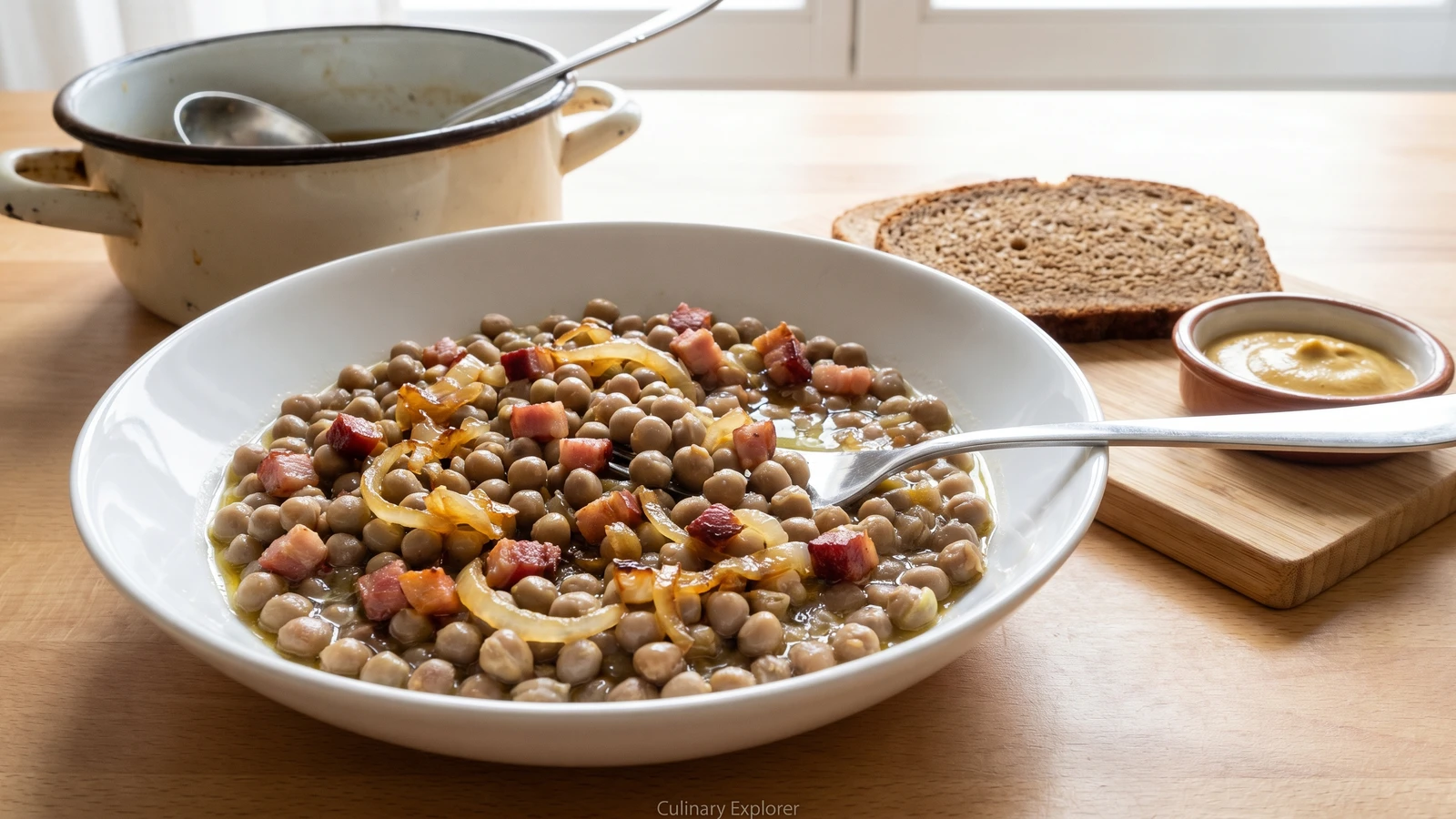 Graue Erbsen mit Speck